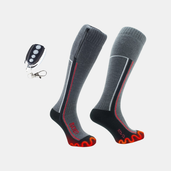 Bucken – Värmestrumpor med Merinoull, Fjärrkontroll, Batterier & USB-laddning